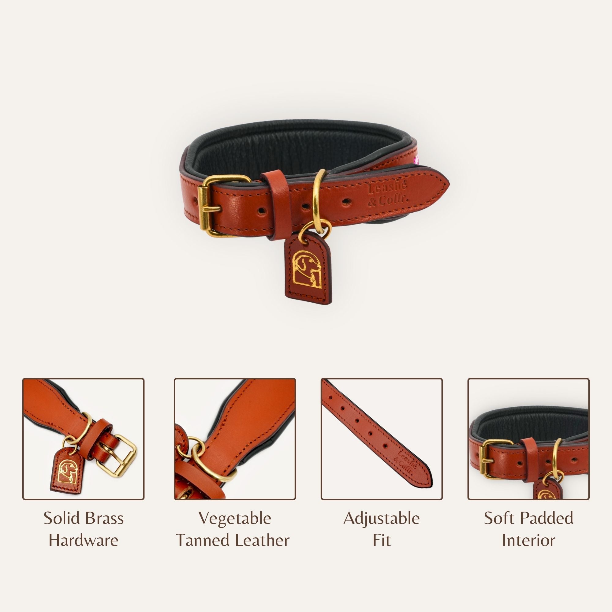 Side angle of Amora beadwork dog collar craftsmanship