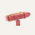 Blush pink leather dog collar with solid brass buckle