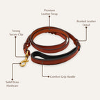 Close-up of caramel tan braided leather dog leash texture