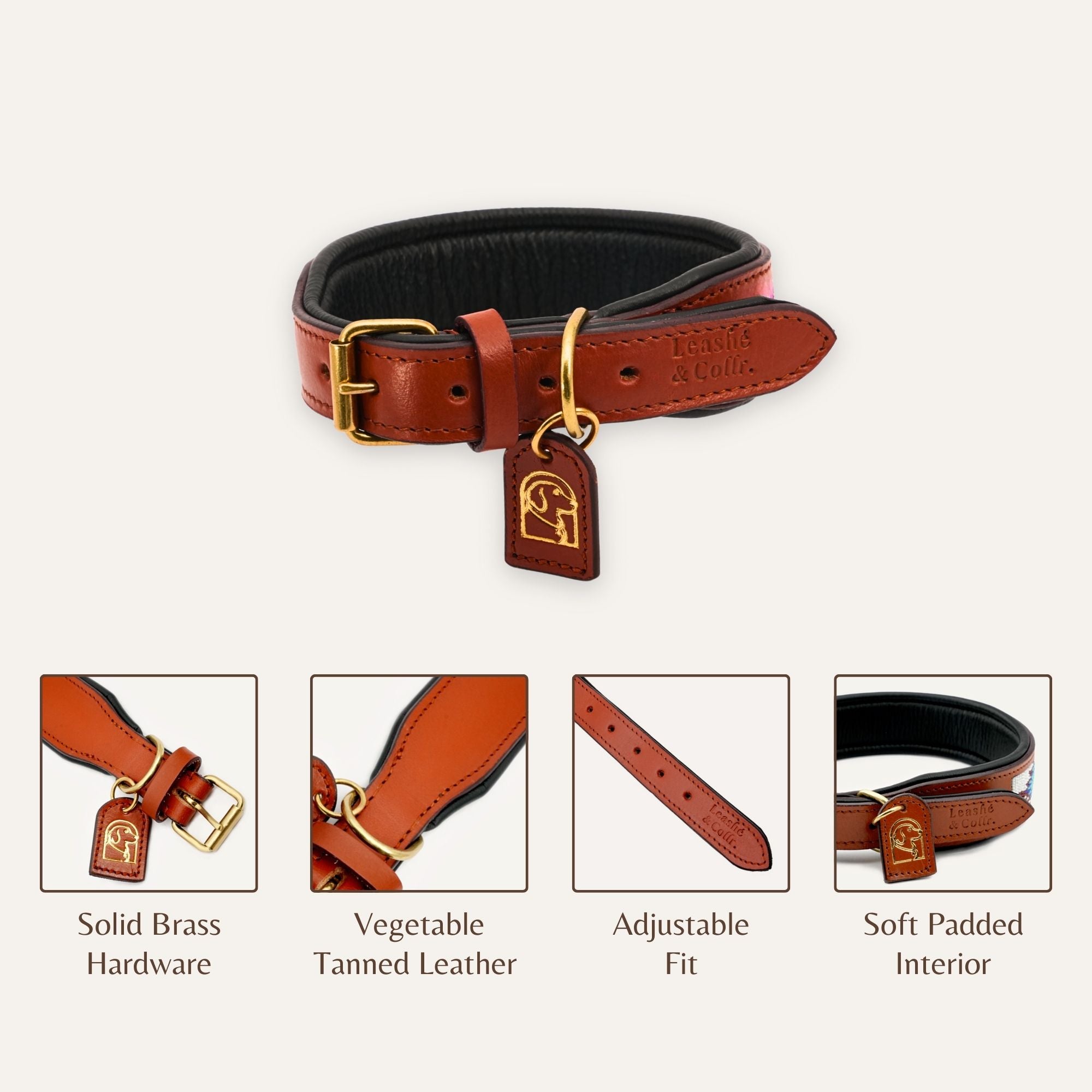 Side view highlighting Dawn Mosaic handcrafted dog collar beads