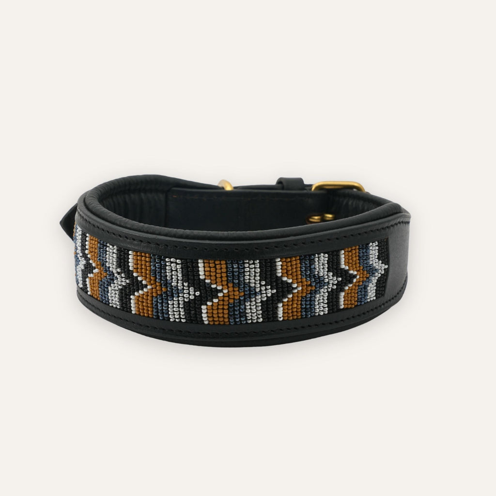 Dusky Chevron beadwork dog collar with chevron pattern