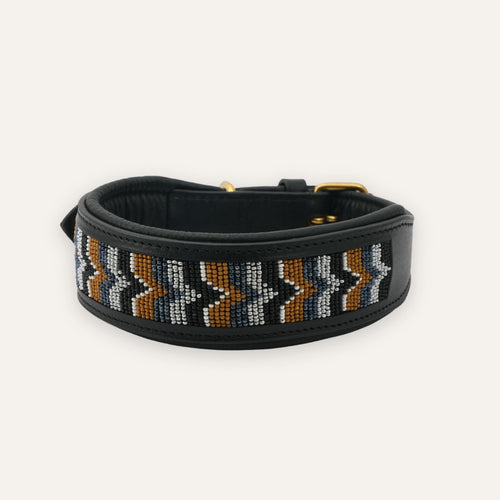 Dusky Chevron beadwork dog collar with chevron pattern
