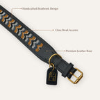 Bead texture and leather detailing on Dusky Chevron collar