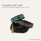 Midnight Turquoise dog collar styled with matching leash