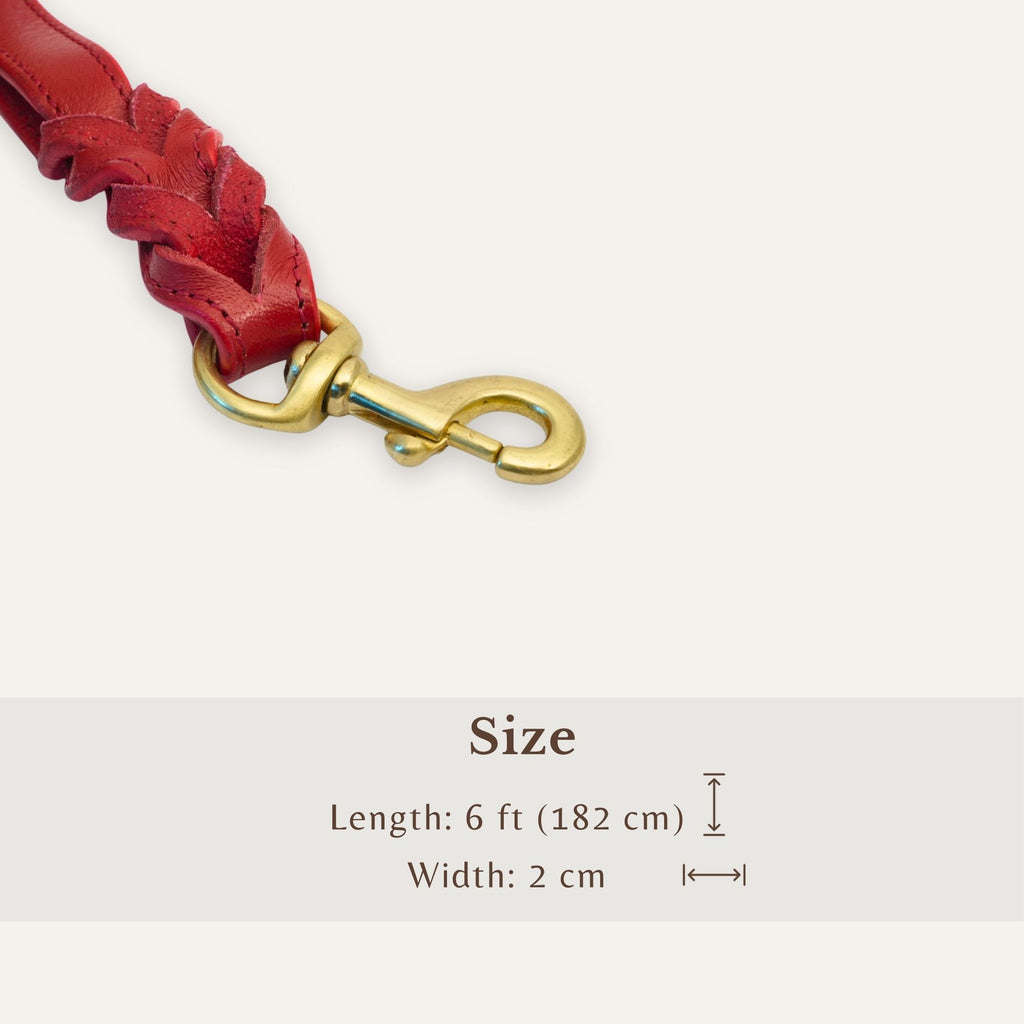 Size chart showing measurements for true red dog leash